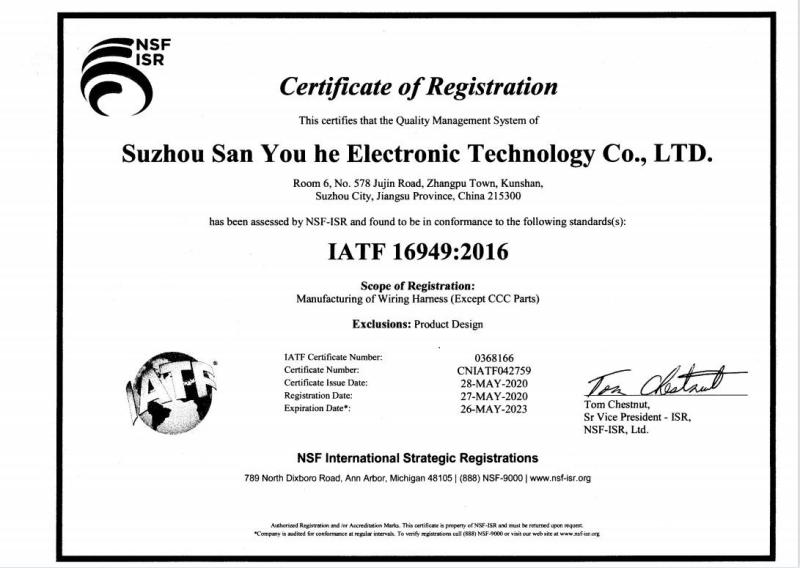 IATF 16949 - Suzhou Sanyouhe Electronic Technology Co., Ltd.