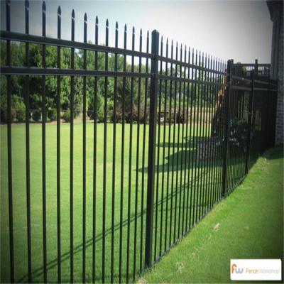 China Black Powder Coated Decorative Metal Picket Fence Garrison Fence Panel 2.1x2.4m for sale