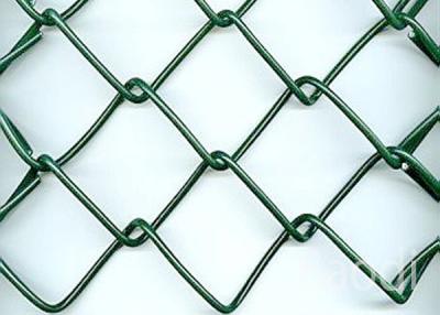China Stadium Green Chain Link Mesh Fence PVC Coated Fabric With Flat Surface for sale