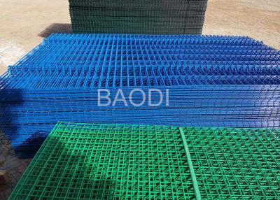 China Blue Plastic Wire Mesh Fence For Public Ground Fence Galvanized Wire Inside for sale