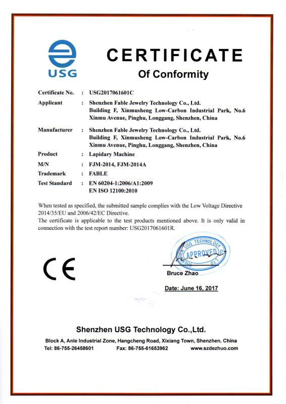 CE Certificate - Shenzhen Fable Jewellery Technology Co., Ltd.