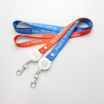 China Retractable id badge holder lanyards with logo badge reel retractable yoyo reel holder exhibition event lanyard for sale
