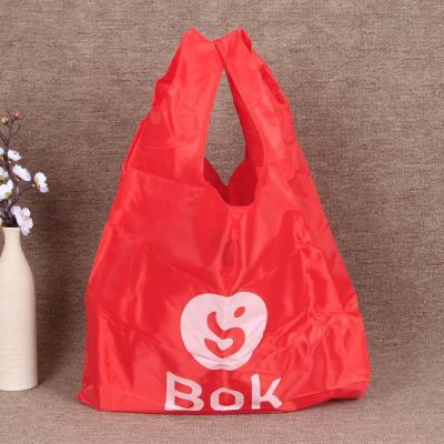 China Reusable supermarket Grocery carrying bag 190T polyester customized size and logo imprinted Eco-friendly promotional for sale