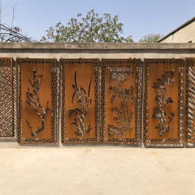 China Corten Steel Privacy Screens Outdoor Garden Privacy Art Metal Decorative Panels for sale