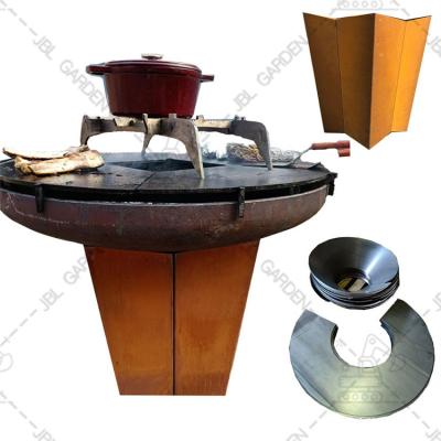 China Assembled Corten Steel Fireplace Outdoor Garden Heavy Charcoal Barbecue Grills for sale