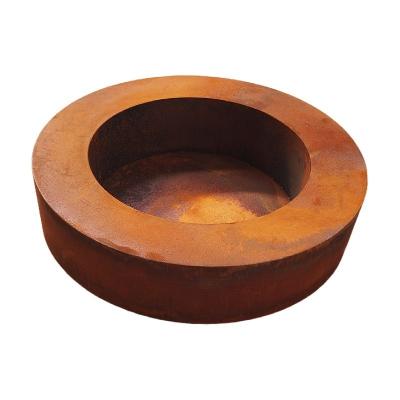 China Outdoor Round Shape Wood Burning Corten Steel Round Fire Pit Table for sale