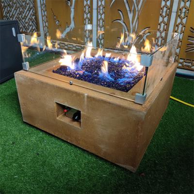 China Square Garden Gas Fire Pits 800*800*400mm Rusty Corten Steel Bbq Grill ISO9001 for sale