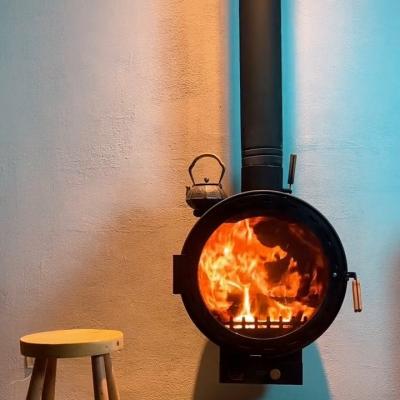 China Black 80cm 90cm Modern Suspended Wood Burner Rotating Fireplace à venda