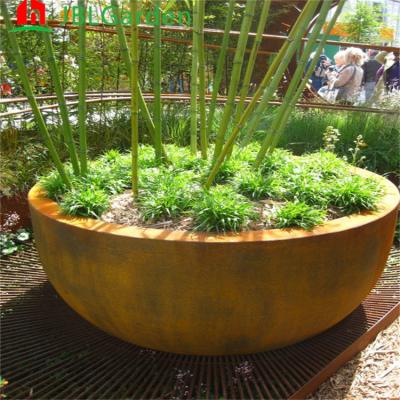 China OEM Corten Steel Flower Pots Large Rusted Steel Planter Boxes Abrasion Proof for sale