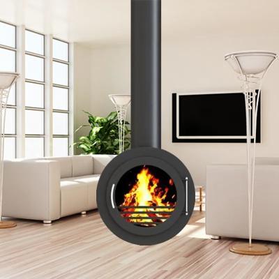 China Customized Indoor Wood Burning Fireplace Suspended Hanging Fireplace Minimalistic for sale