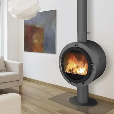 China Wall Mounted Wood Burning Floating Fireplace Hanging Ceiling Round Design Fireplace for sale