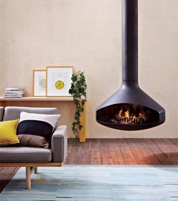 China Carbon Steel Hanging Wood Fireplace Modern Black White for sale