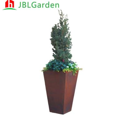 China Square Flower Pot Round Corten Steel Planter Box Customized Size for sale