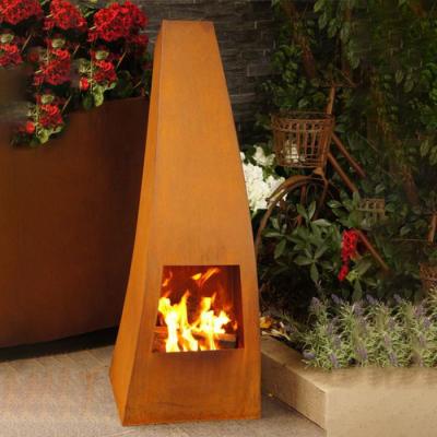 China 3mm Rustic Red Steel Firepit Chimney Or Customized garden large rust steel fireplace for sale