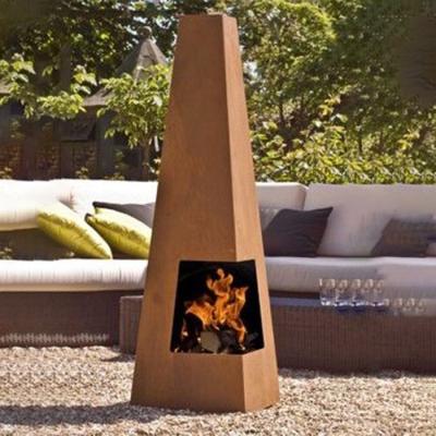 China Acero corten exterior resistente a la intemperie Acero jardín de oxidación Obelisco de fuego de acero corten en venta