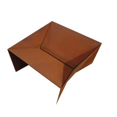 China 80cm Wood Burning Corten Steel / Weathering Steel Large Square Outdoor steel Fire Pits for sale