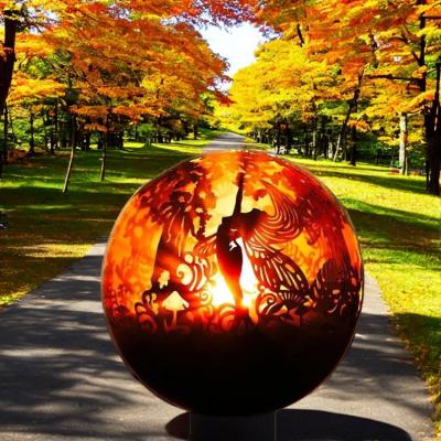China Outdoor fire bowl Manual Ignition Steel Fire Ball Garden Fire Sphere for sale