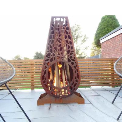 China Manual Ignition Corten Steel Outdoor Fire Chimenea Assembly Required for sale