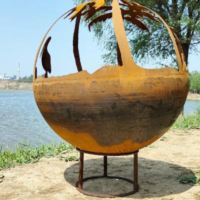 China Home Decor Patio Small Fire Pit Sphere Outdoor Wood Burning Fire Pit Table for sale