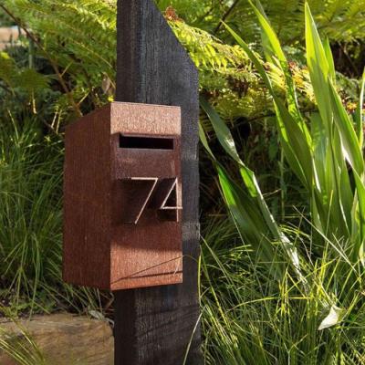 China Polishing Craft Weathering Steel Sculptures Outdoor Metal Art Post Boxes for sale
