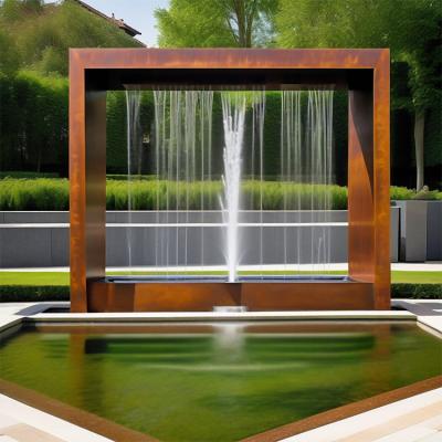 China Artificial Rusty Corten Steel Fountain For Home Decoration for sale