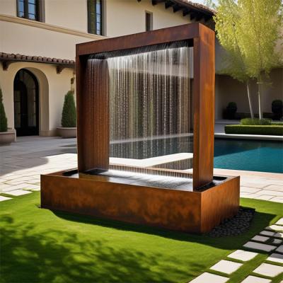 China Rusty Corten Steel Water Feature For Garden Decoration for sale