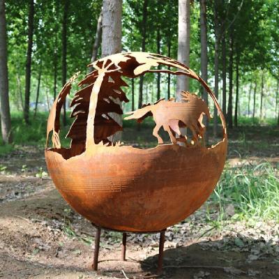 China Wood Burning Outdoor Corten Steel Fire Pit portable steel bowl fire pit for sale