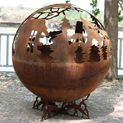 China Round 600mm Corten Fire Bowl Backyard Portable for sale