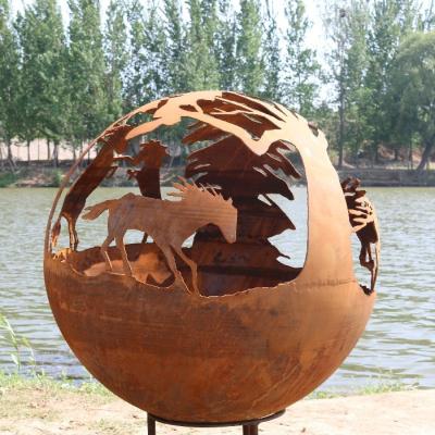 China 3mm Thickness Corten Steel Gas Fire Pit Natural Rusted Surface Finish for sale