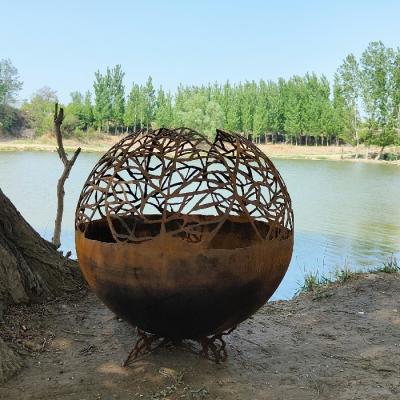 China 80cm Rusted Steel Fire Pit Outdoor Metal For Patio for sale