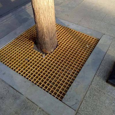 China Sidewalks Fiberglass Grating Tree Cover Rectangular And Square Shape Density Tree Grate Te koop