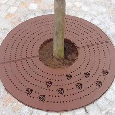 China Urban Accessories Outdoor Street Corten Steel Tree Grating Sidewalk Laser Cutting Steel Tree Grill Te koop