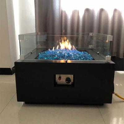 China 0.4m Square Propane Fire Pit Corten Steel Garden Table With Burner for sale