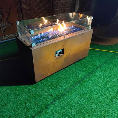 China Corten Steel Patio Propane Fire Table 500mm Camping Gas Fire Pit for sale