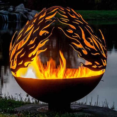 China ISO9001 Steel Fire Pits 4.9ft Sphere Fire Pit  Corten Steel for sale