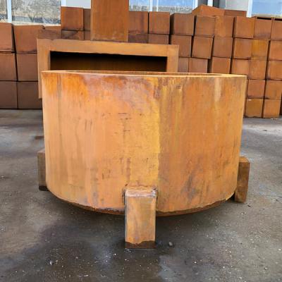 China Corten Steel Wood Burning Fire Pit 90cm  Backyard Fire Pit Table for sale
