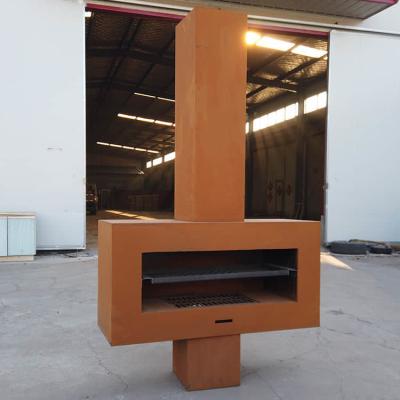China 3.9ft Corten Steel Fireplace 2mm Thickness ISO Steel Outdoor Fireplaces for sale