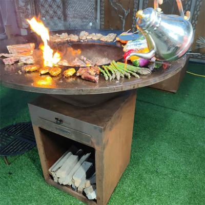 China Heavy Duty 50cm Corten Grill Rusty 120kg Outdoor Barbeque Pit for sale
