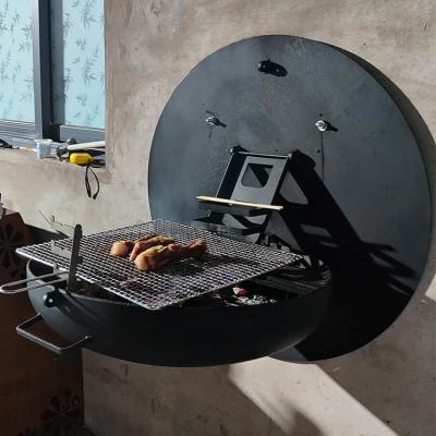China Corten Steel Wood Burning Fire Pits 0.8m Wall Mounted Charcoal Bbq for sale