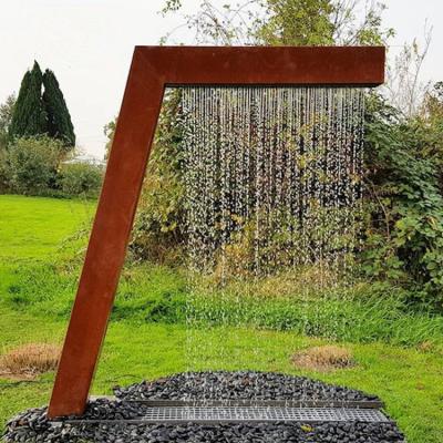 China Tall 8ft Corten Steel Rain Curtain Water Feature Garden SGS Rusty for sale