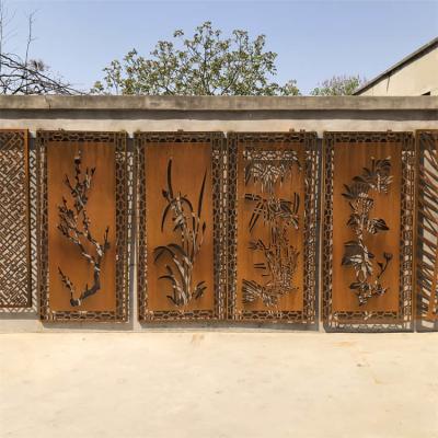 China Decor 5mm Laser Cut Metal Privacy Screen 35.4 Inch Cutting Corten Steel for sale