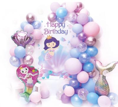 China mermaid birthday party decorations Girls Birthday Baby Shower mermaid foil latex balloon arch for sale