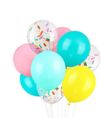 China new arrival Ice  cream confetti transparent latex balloons bubble happy birthday balloon party decoration balloons bubble for sale
