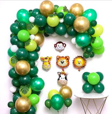 China 144 Pack With Animal foil Balloons and Palm Leaves for Kids Birthday Party Baby shower Party Balloon Garland arch Kit for sale