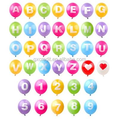 China Latex Balloons Print Promotional Toy Alphabet Letter for sale