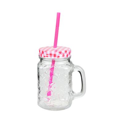China Classic 450ML Glass Mason Jar Mugs Transparent For Drinks Cocktails for sale