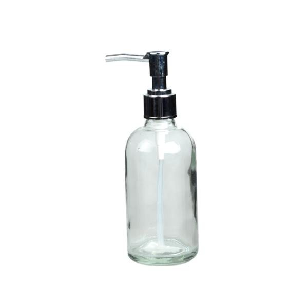 Quality Bathroom 16OZ Refillable Glass Soap Dispenser With Pump Stainless Steel for sale
