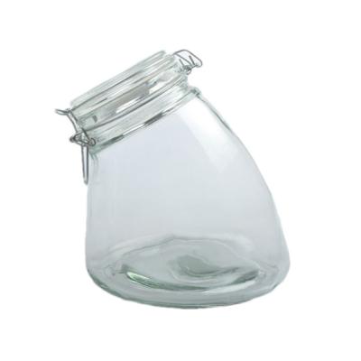 China Empty Clear Glass Storage Jars 1780ML Glass Jar With Sealed Lid for sale