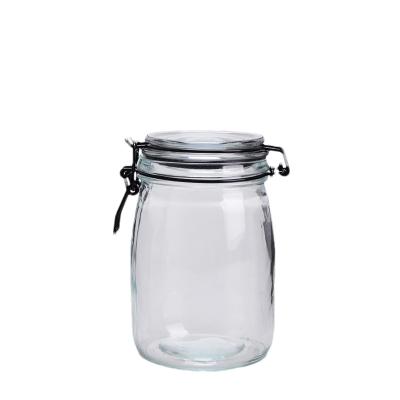 China Empty Glass Food Canister Closure Airtight Clear Glass Canisters for sale