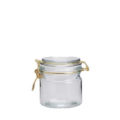 China 16oz Airtight Glass Canisters Glass Storage Jars With Clamp Lids for sale